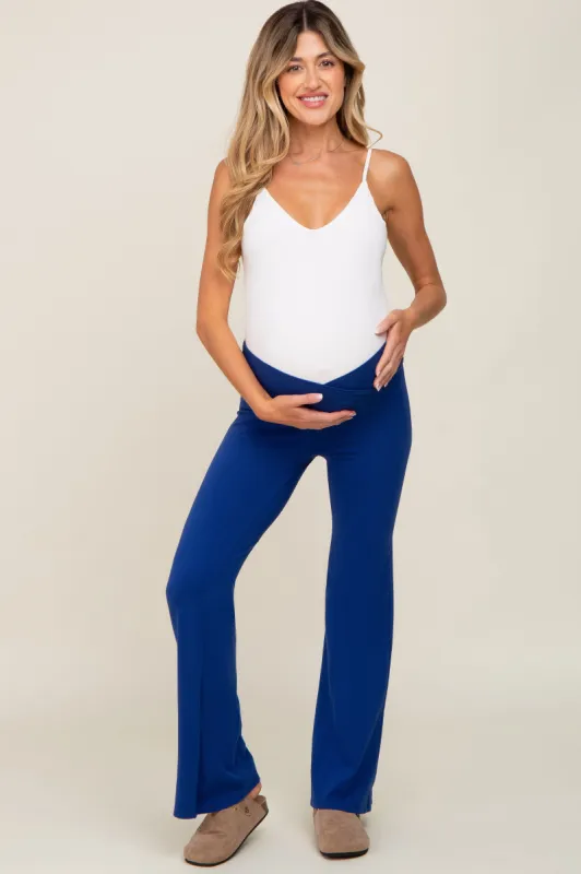 Blue Layered V-Front Maternity Leggings sold by Pinkblush
