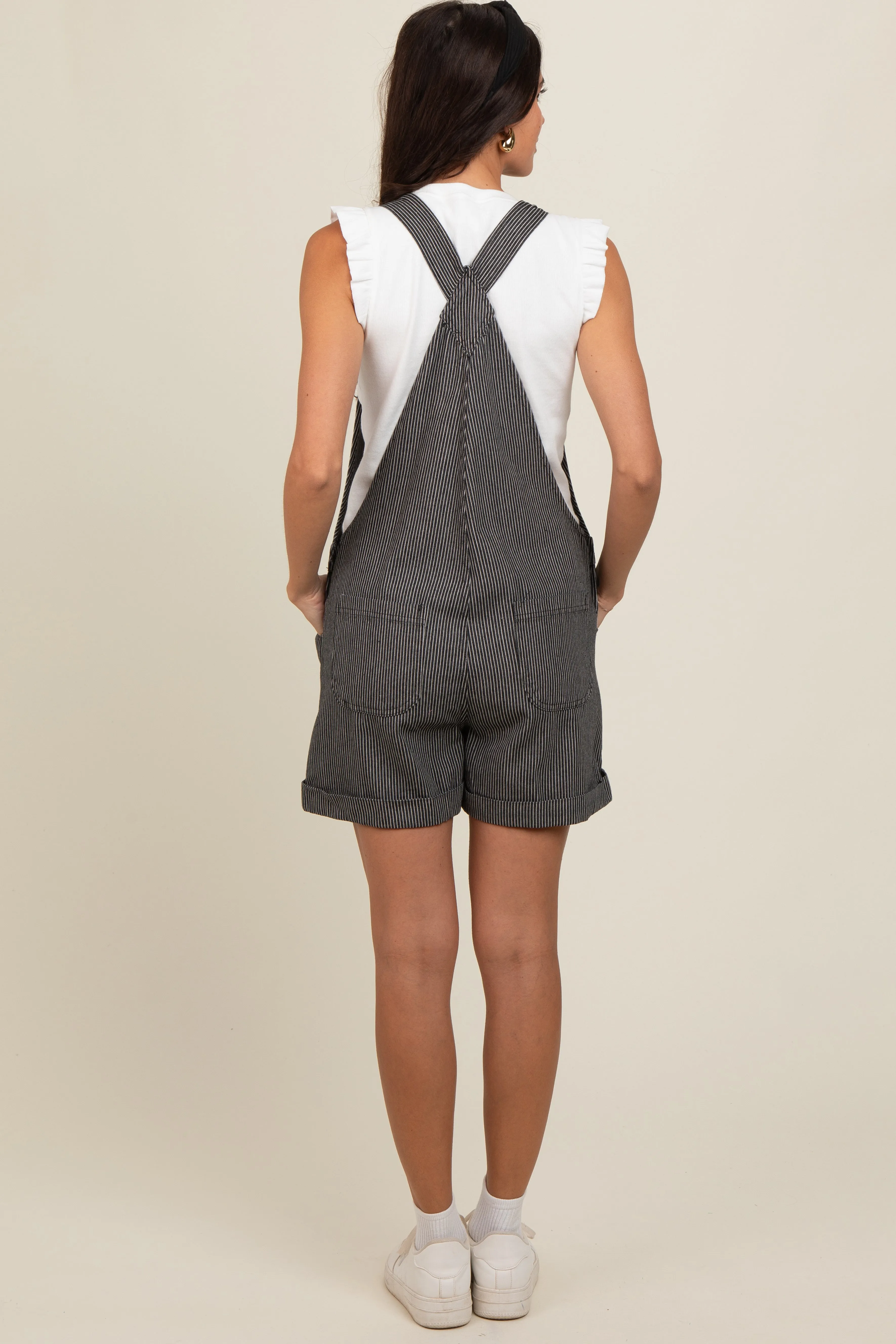 Charcoal Striped Front Pocket Short Overall sold by Pinkblush product image thumbnail 5