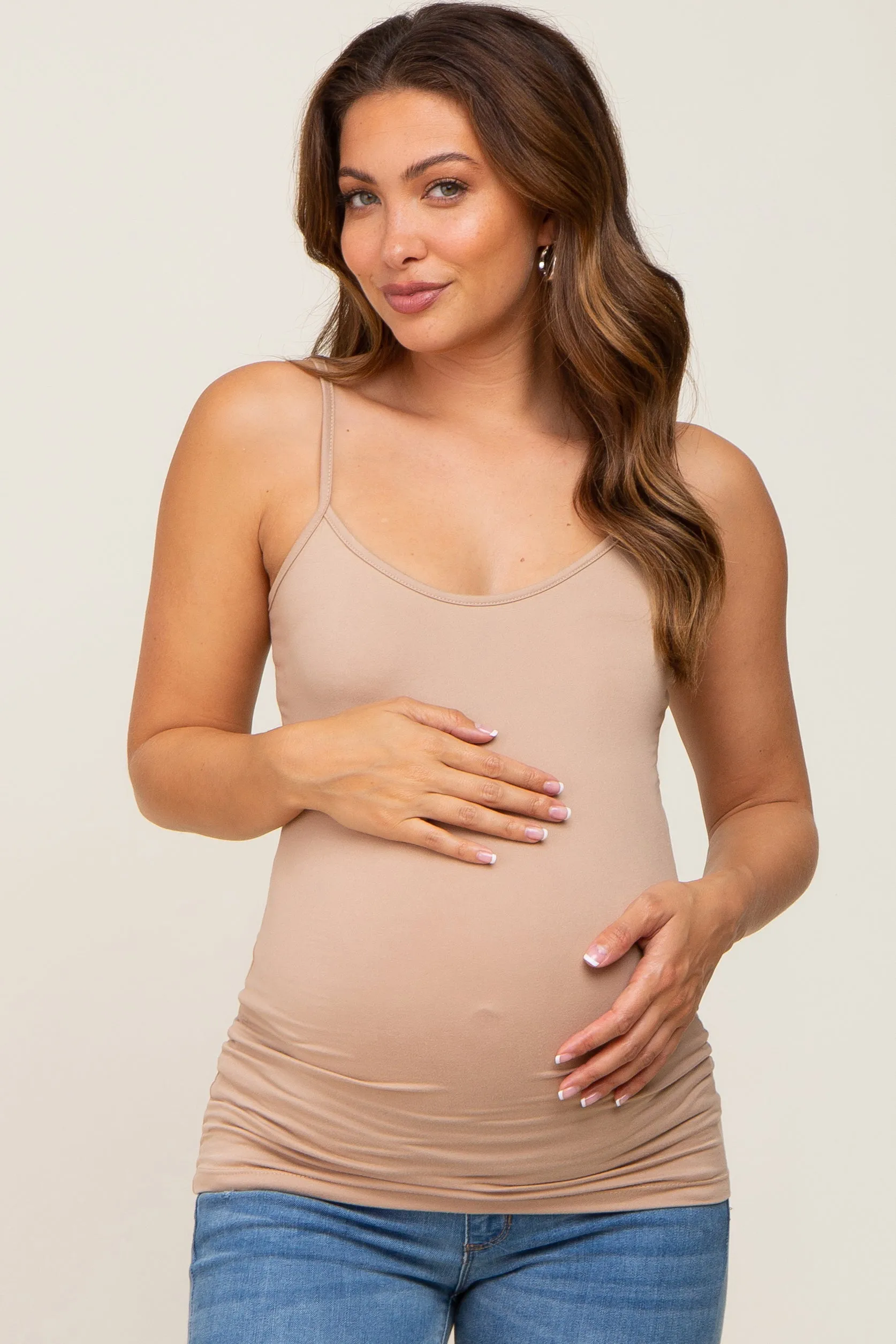 Taupe Soft Basic Maternity Cami sold by Pinkblush