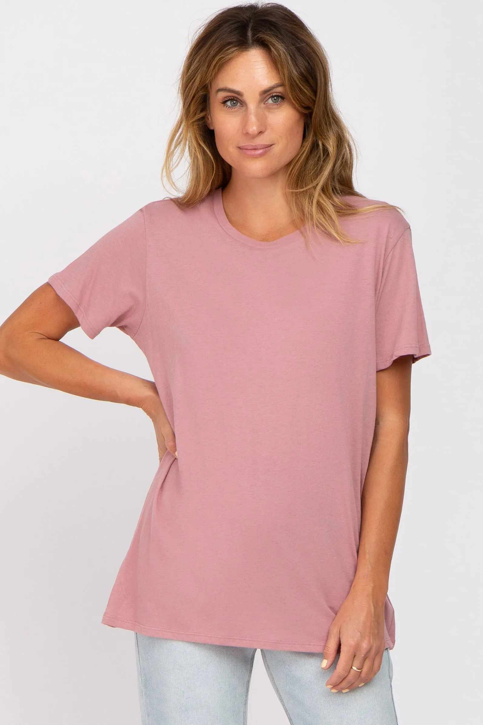 Mauve Oversized Short Sleeve Maternity Top sold by Pinkblush product image thumbnail 5