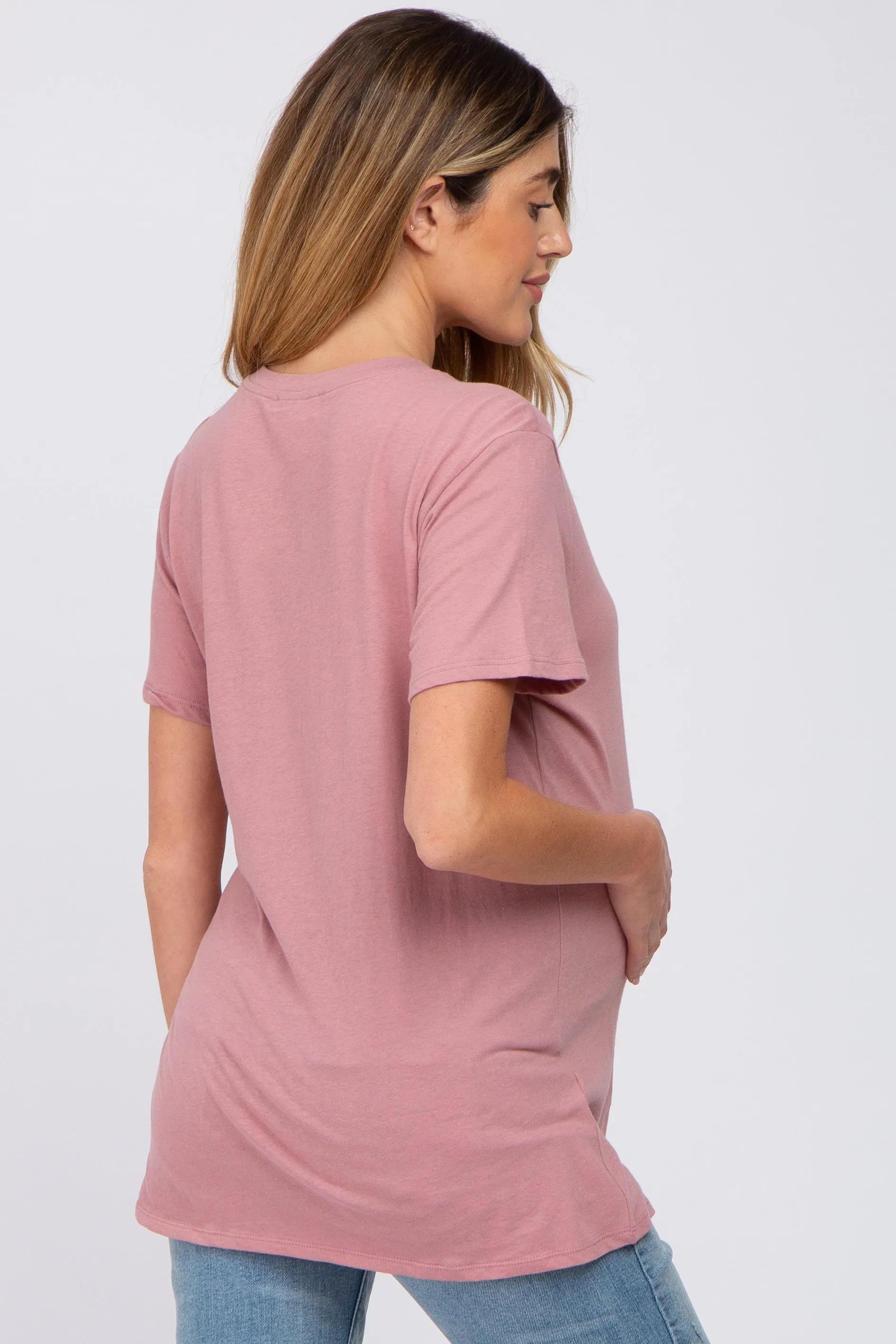 Mauve Oversized Short Sleeve Maternity Top sold by Pinkblush product image thumbnail 3