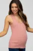 Mauve Ribbed Button Front Maternity Tank Top sold by Pinkblush