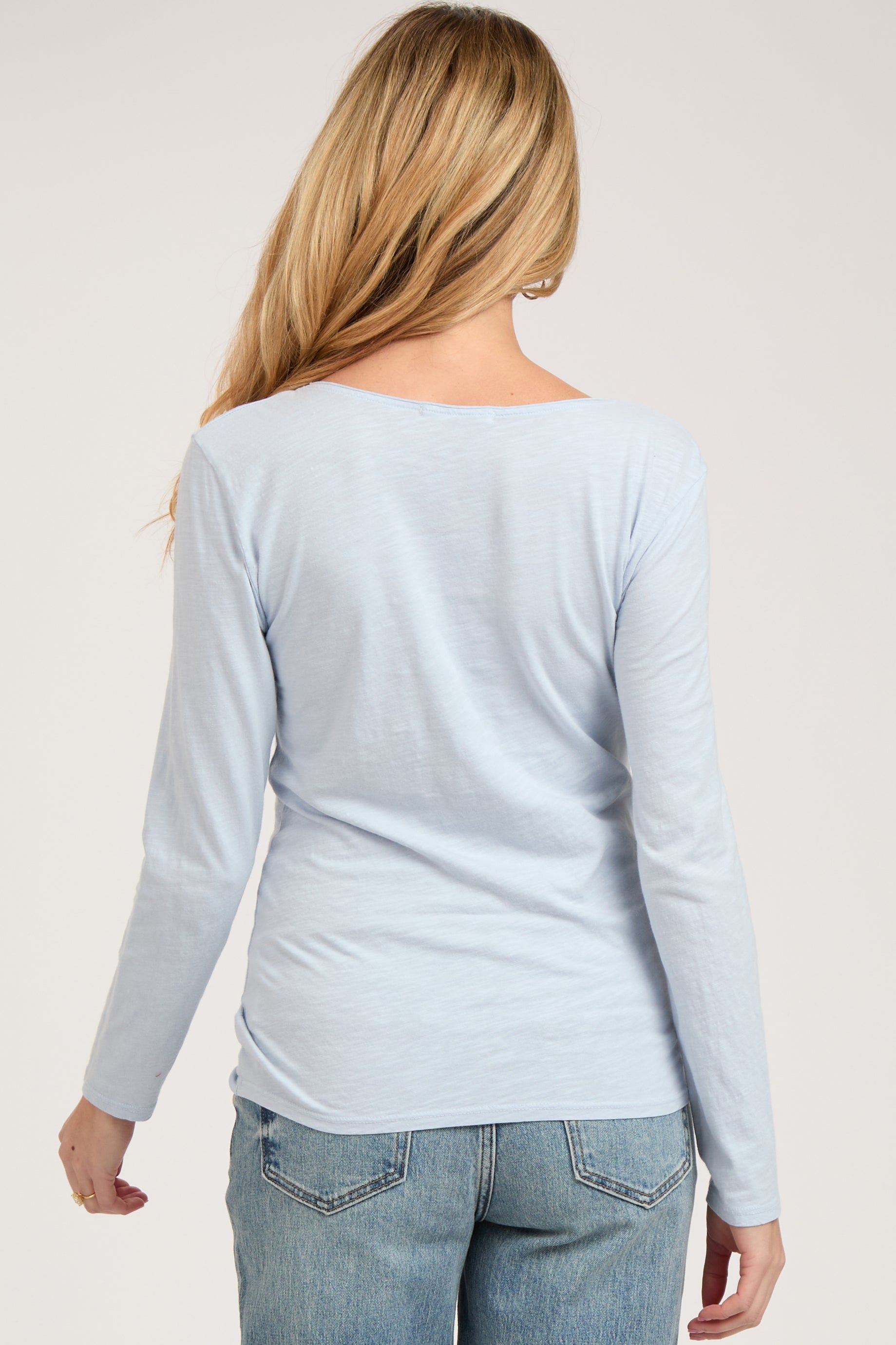 Light Blue Long Sleeve Maternity Shirt sold by Pinkblush product image thumbnail 4