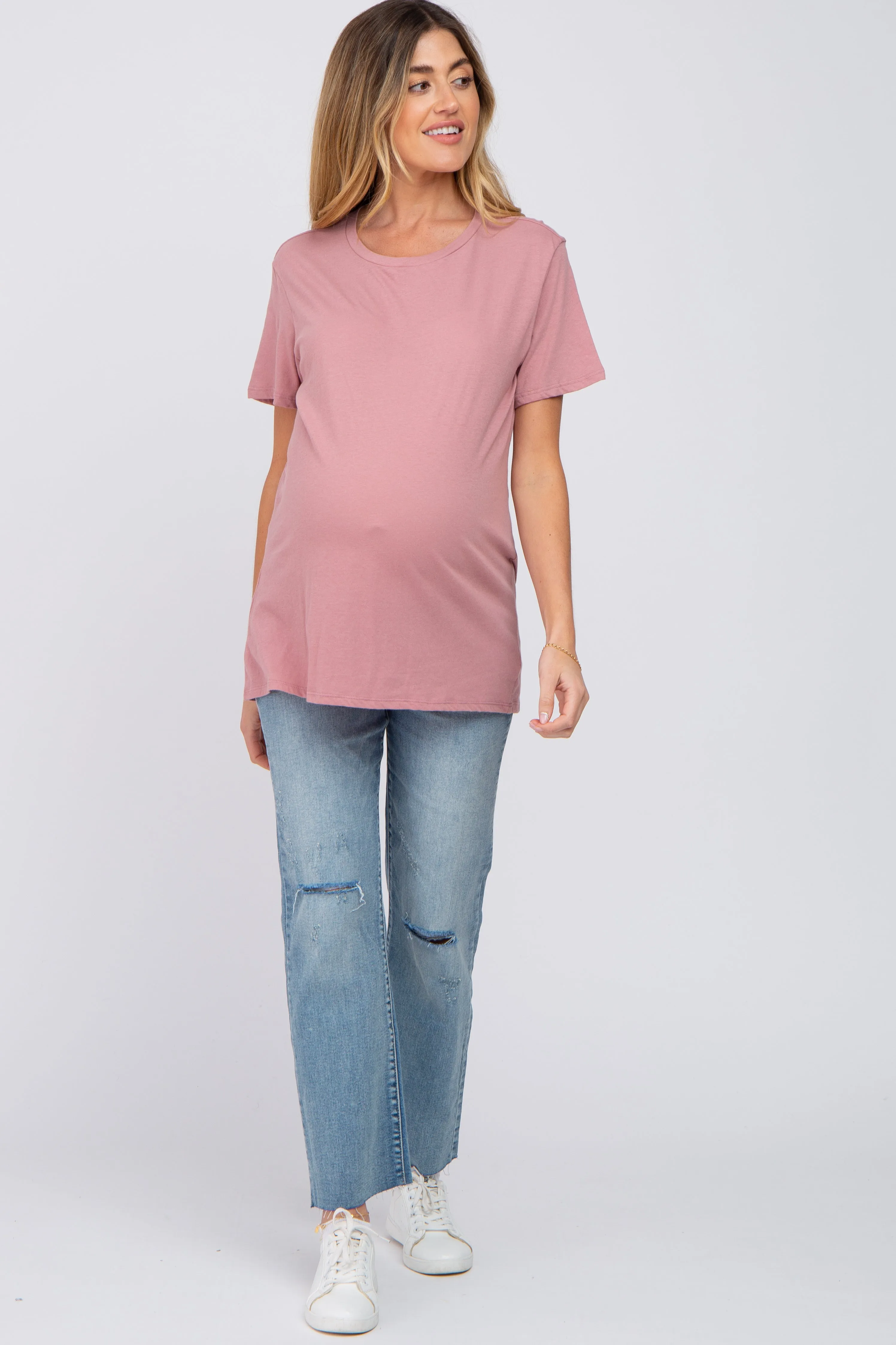 Mauve Oversized Short Sleeve Maternity Top sold by Pinkblush product image thumbnail 4