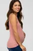 Mauve Ribbed Button Front Maternity Tank Top sold by Pinkblush
