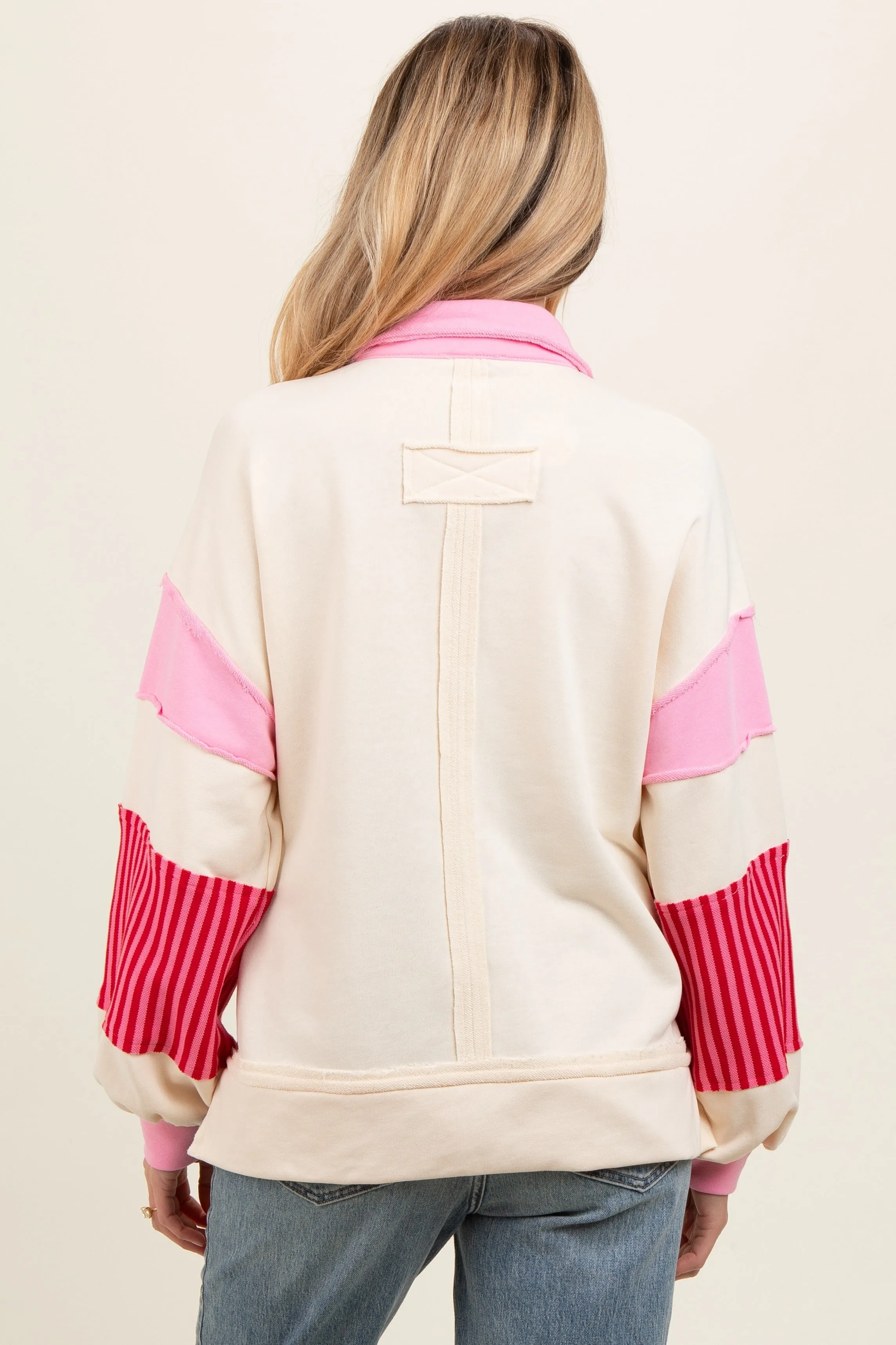 Cream Colorblock Striped Maternity Long Sleeve Top sold by Pinkblush product image thumbnail 3