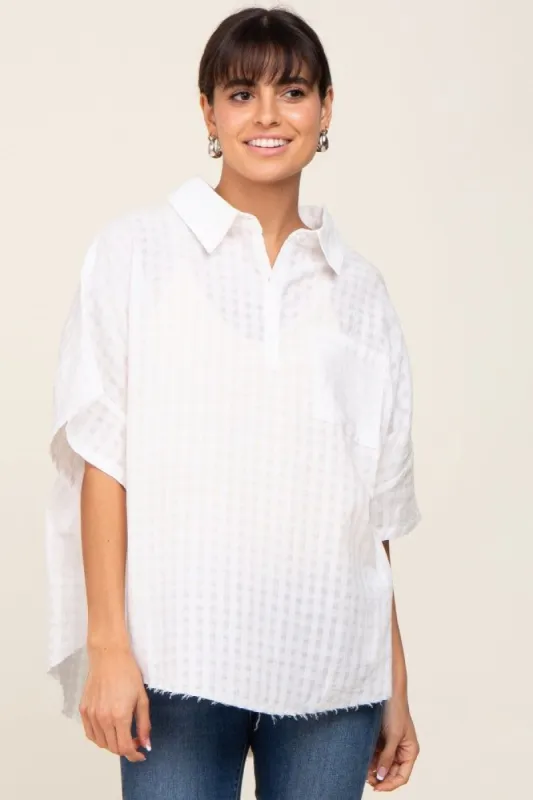 White Striped Collared Top sold by Pinkblush