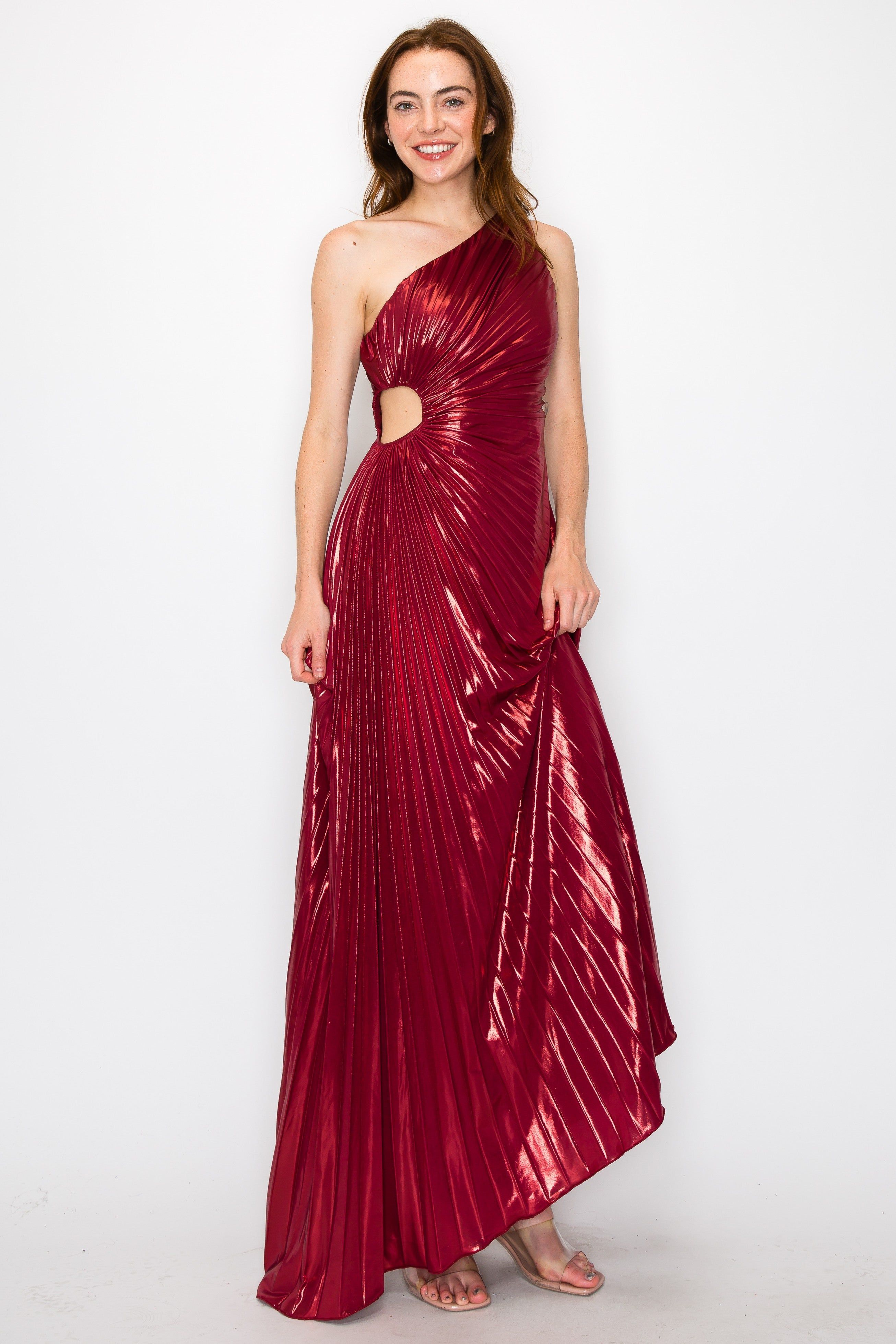 Wine Pleated Evening Dress sold by Pinkblush product image thumbnail 2