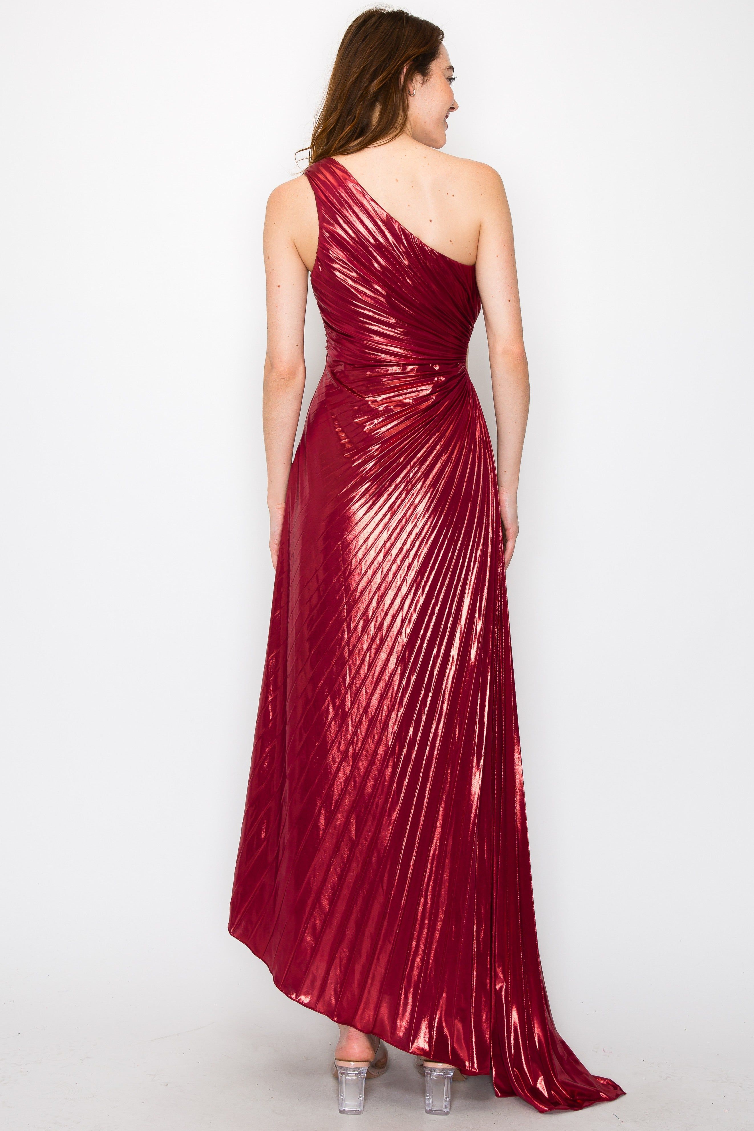 Wine Pleated Evening Dress sold by Pinkblush product image thumbnail 3