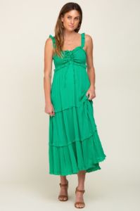 Green Ruffle Accent Midi Dress sold by Pinkblush