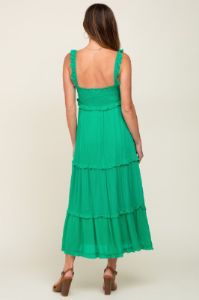 Green Ruffle Accent Midi Dress sold by Pinkblush