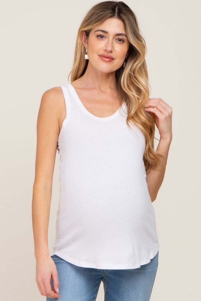 White Maternity Tank Top sold by Pinkblush