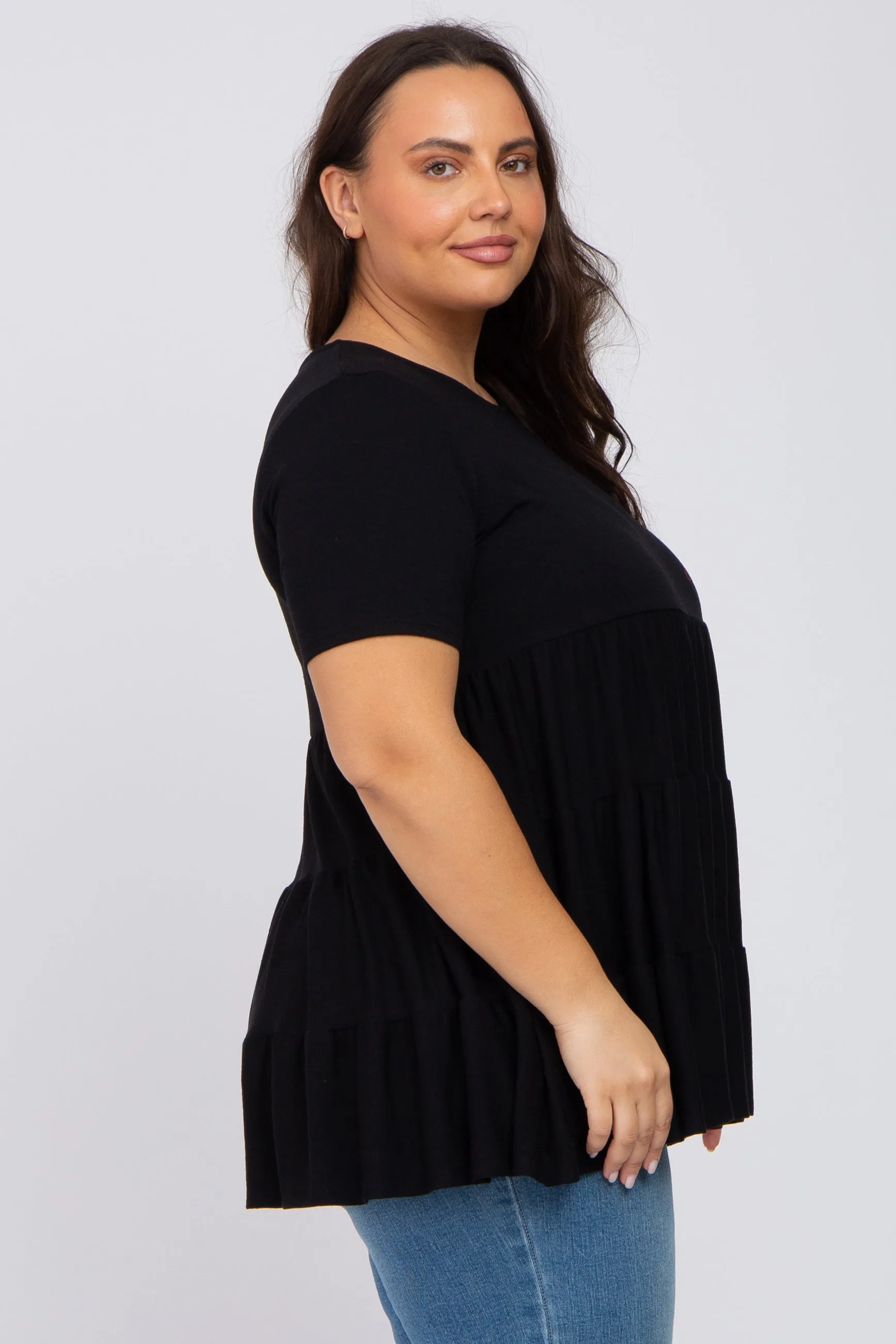 Black Tiered Plus Short Sleeve Top sold by Pinkblush product image thumbnail 2