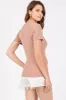 Mauve Ribbed Short Sleeve Button Top sold by Pinkblush