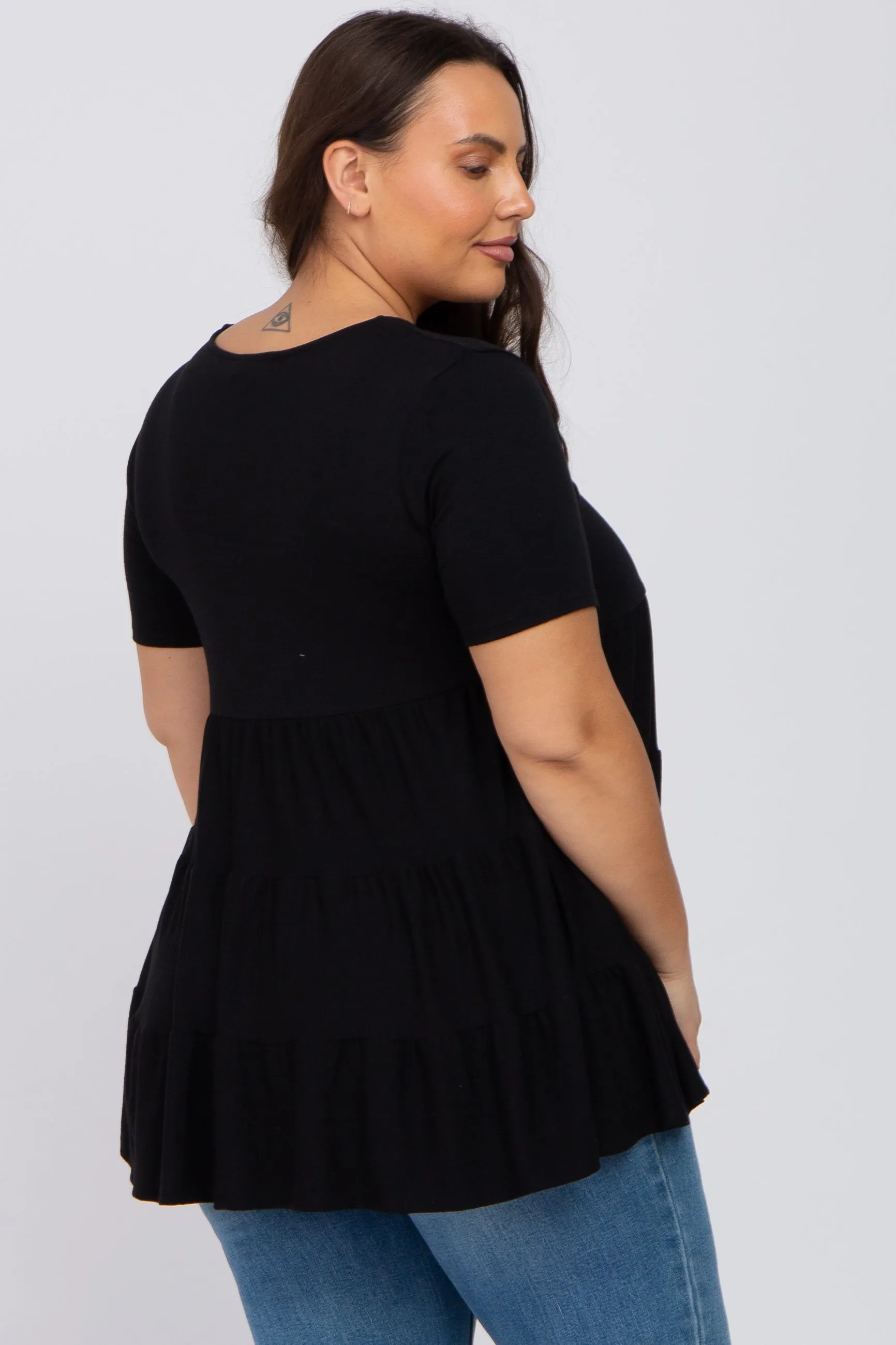 Black Tiered Plus Short Sleeve Top sold by Pinkblush product image thumbnail 3
