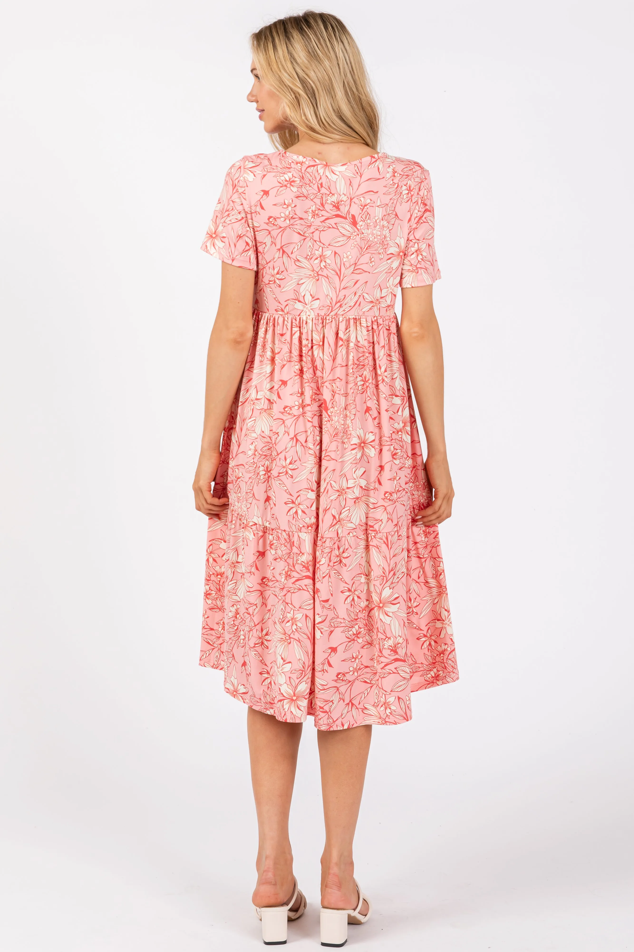 Pink Floral Tiered Midi Dress sold by Pinkblush product image thumbnail 3