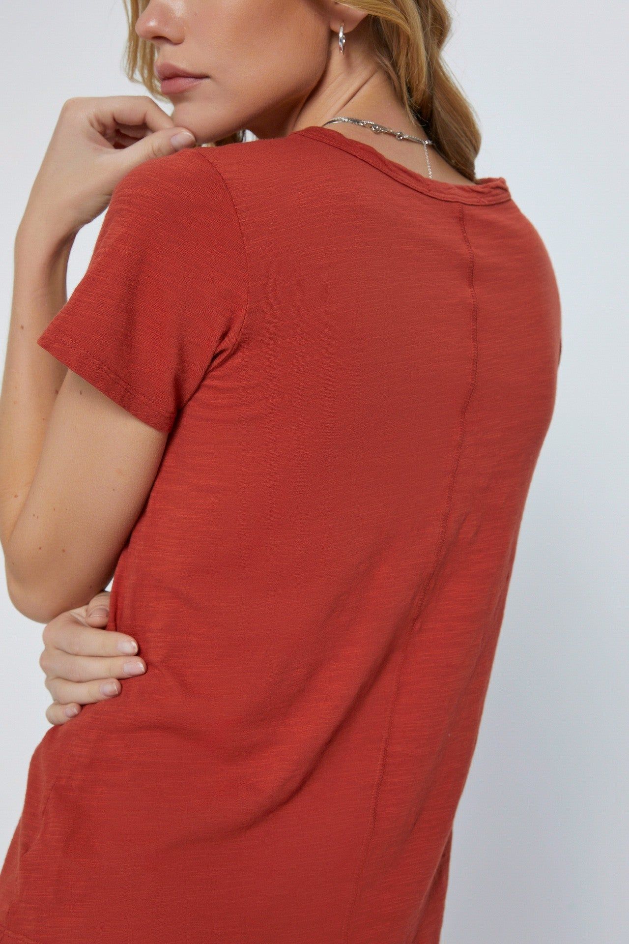 Rust Slub Knit Cropped T-Shirt sold by Pinkblush product image thumbnail 2