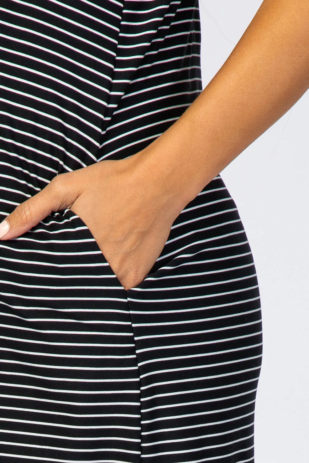 Black Striped Pocket Front Maternity Swing Dress sold by Pinkblush product image thumbnail 5