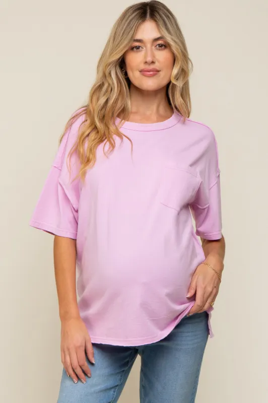 Lavender Exposed Seam Maternity Pocket T-Shirt sold by Pinkblush