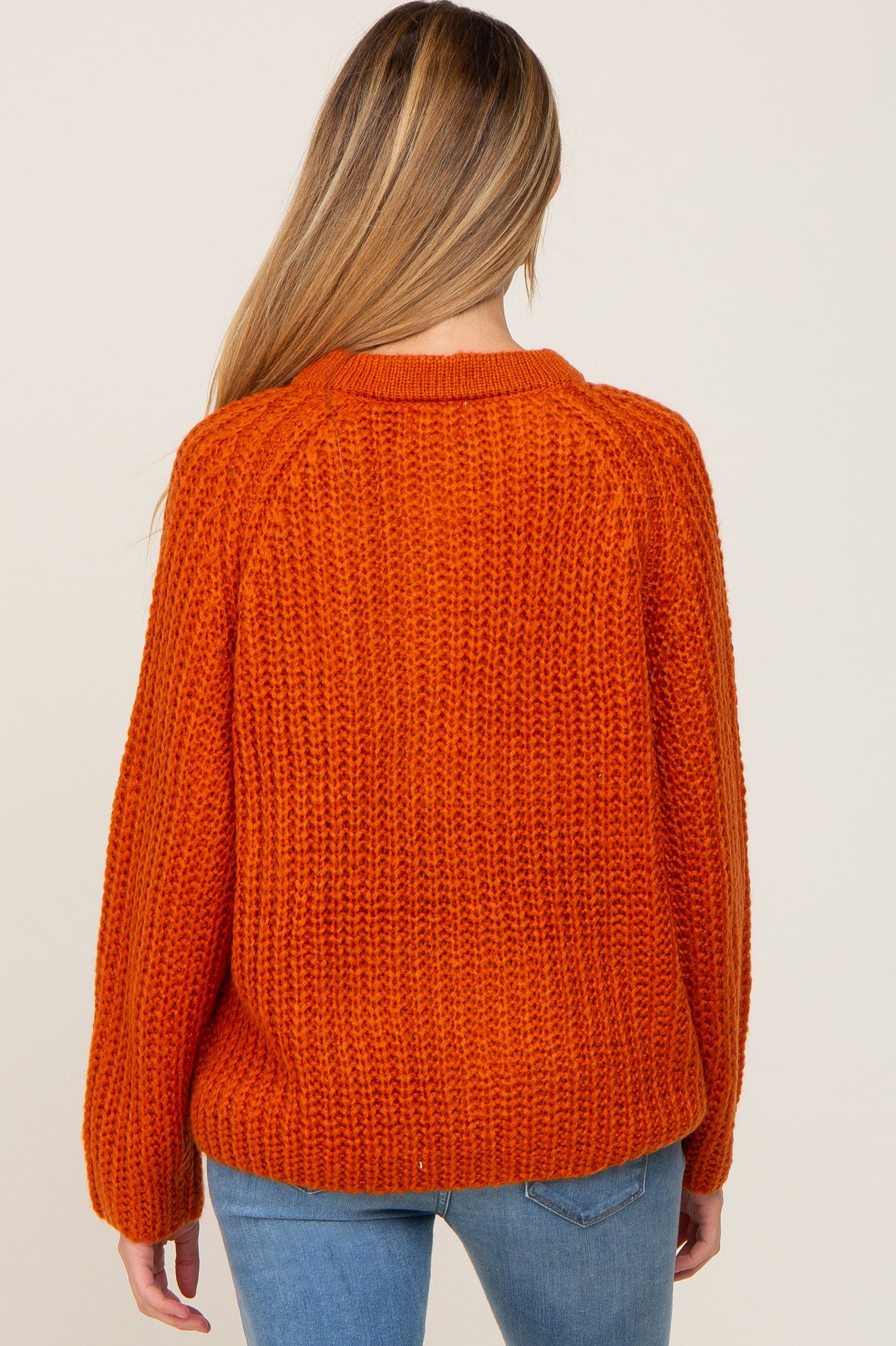 Rust Open Knit Button Front Maternity Sweater sold by Pinkblush product image thumbnail 3