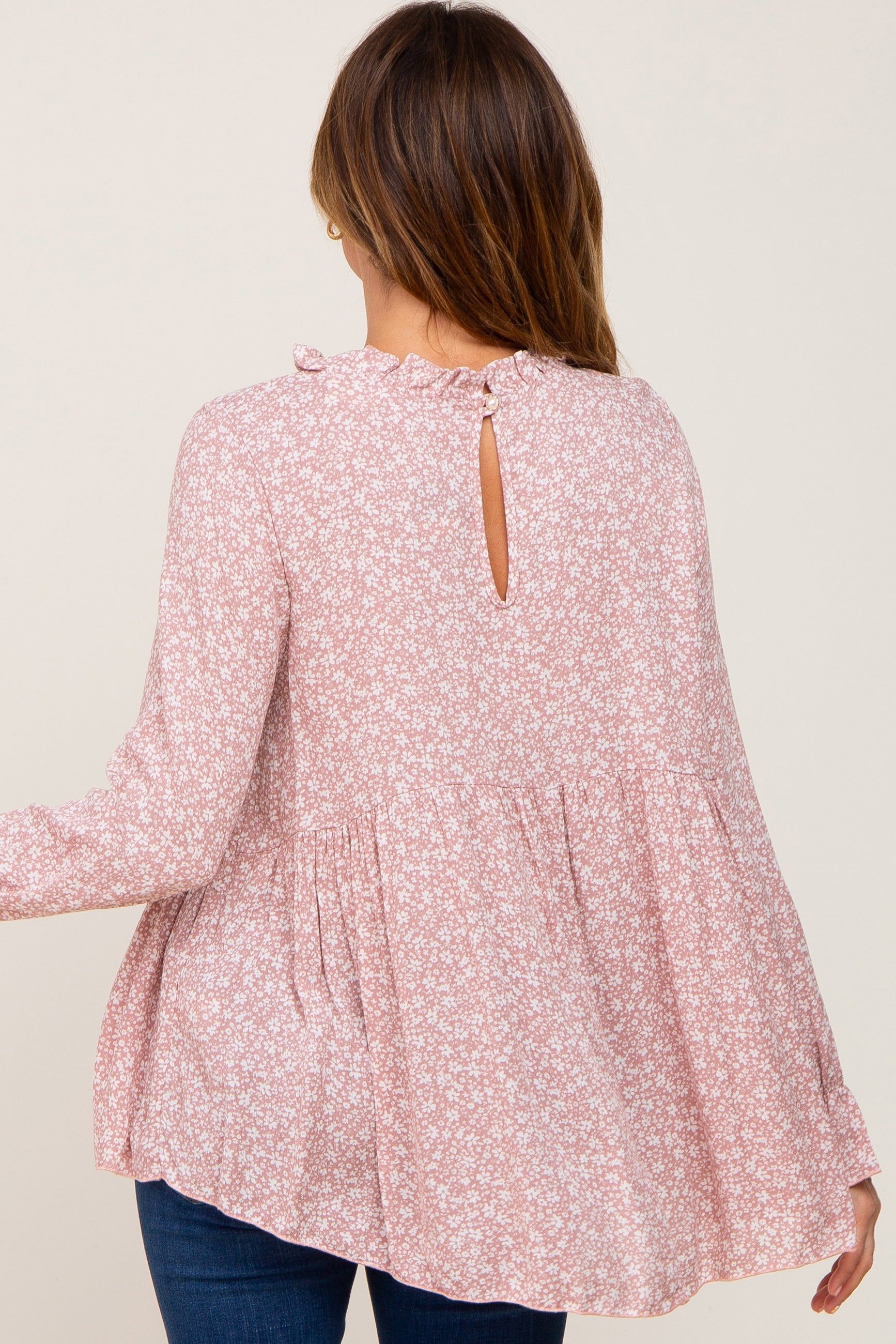 Mauve Floral Ruffle Neck Top sold by Pinkblush product image thumbnail 3