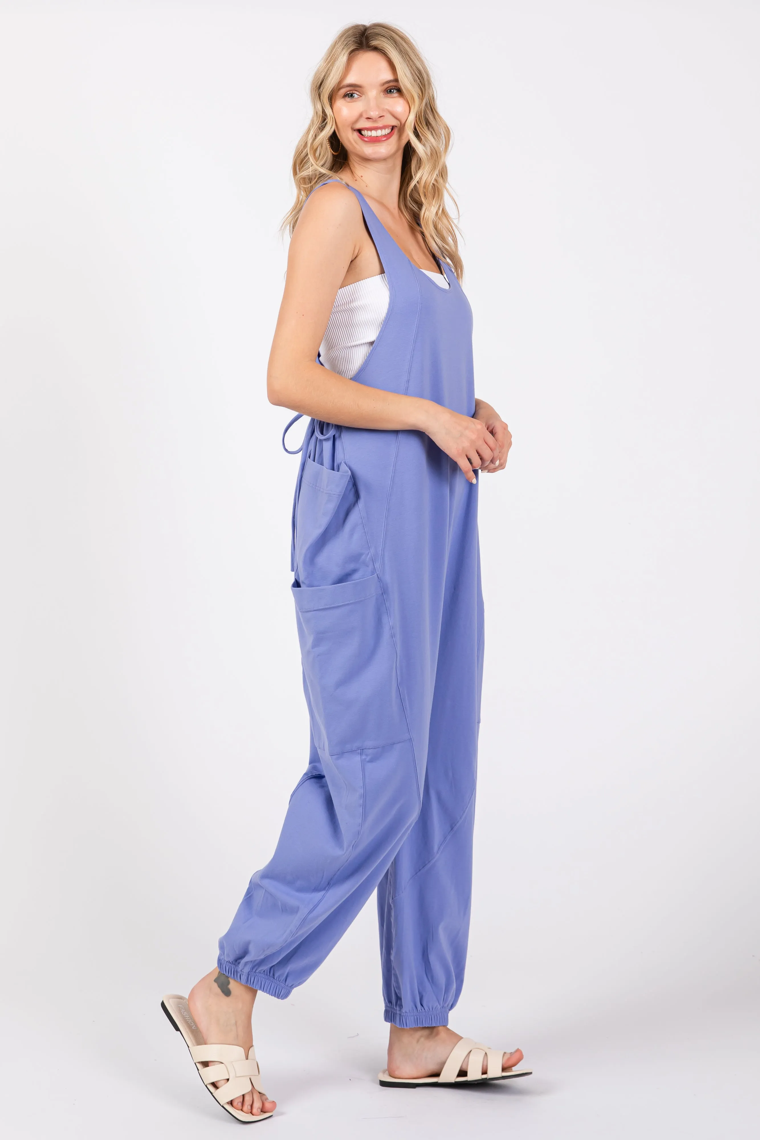Lavender Racerback Drawstring Side Pocket Jumpsuit sold by Pinkblush product image thumbnail 2