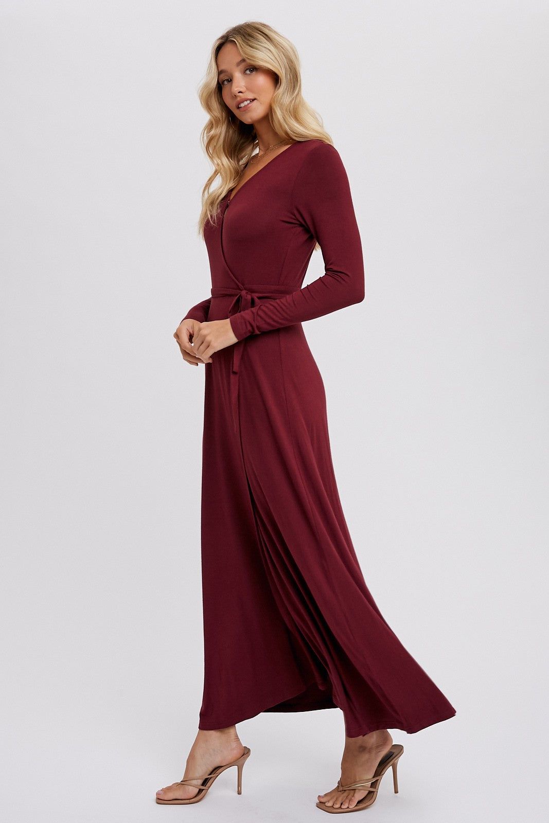 Wine Knit Wrap Maxi Dress sold by Pinkblush product image thumbnail 2