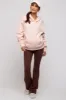 Light Pink Front Pocket Hooded Fleece Maternity Sweatshirt sold by Pinkblush