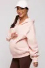Light Pink Front Pocket Hooded Fleece Maternity Sweatshirt sold by Pinkblush