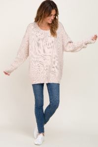 Beige Ribbed Trim Sweater sold by Pinkblush