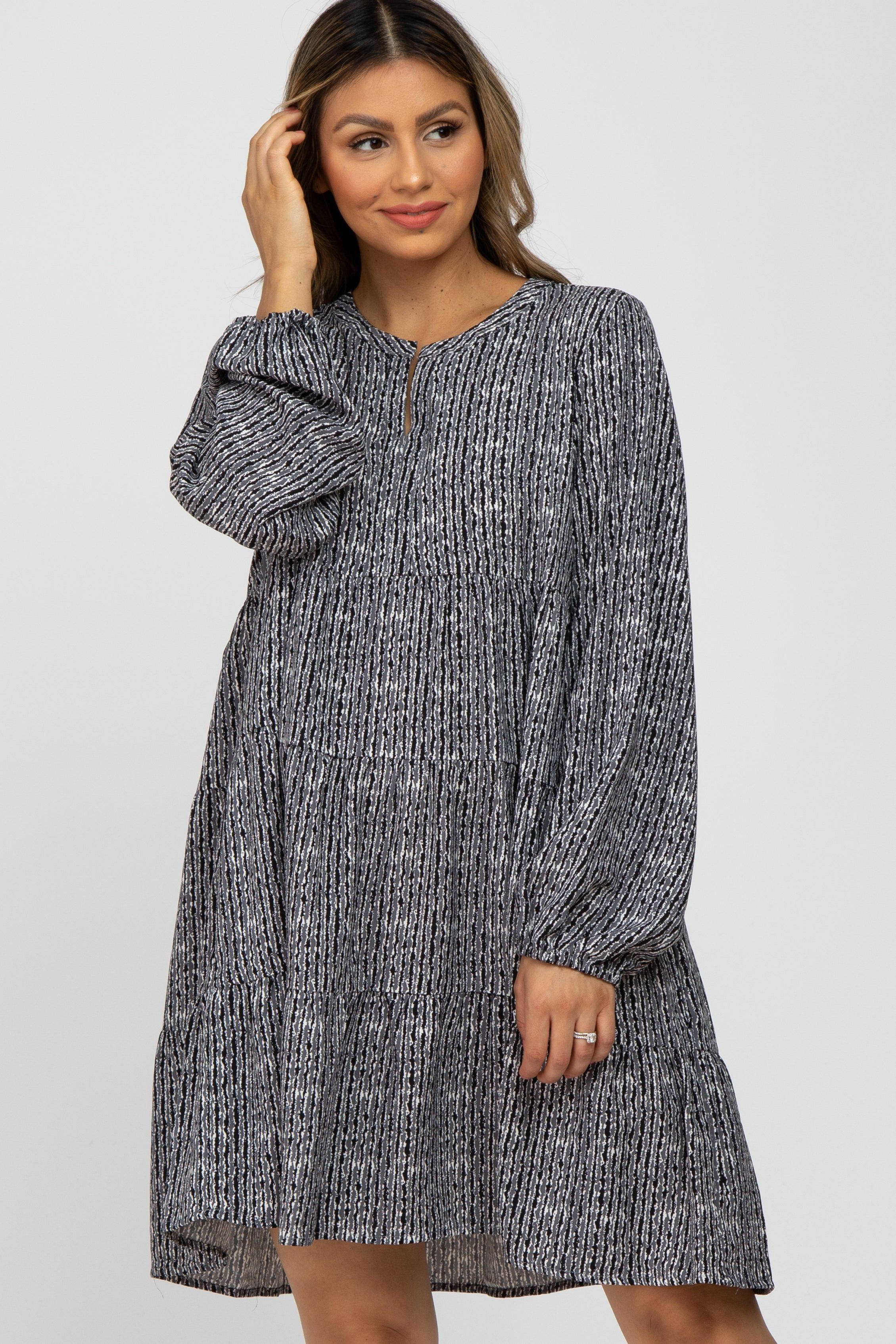 Charcoal Printed Tiered Dress sold by Pinkblush product image thumbnail 2