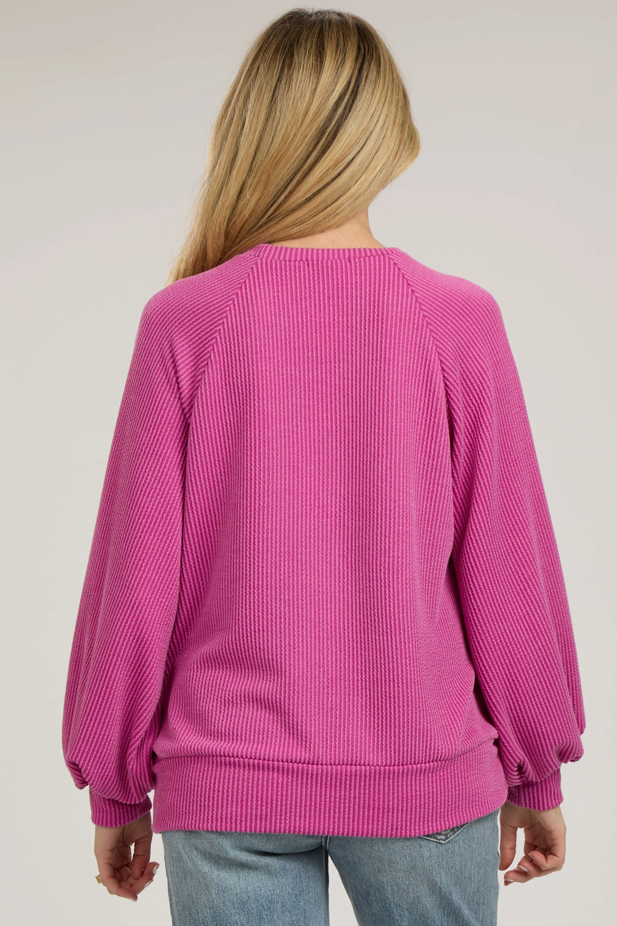 Magenta Ribbed Long Sleeve Maternity Top sold by Pinkblush product image thumbnail 3