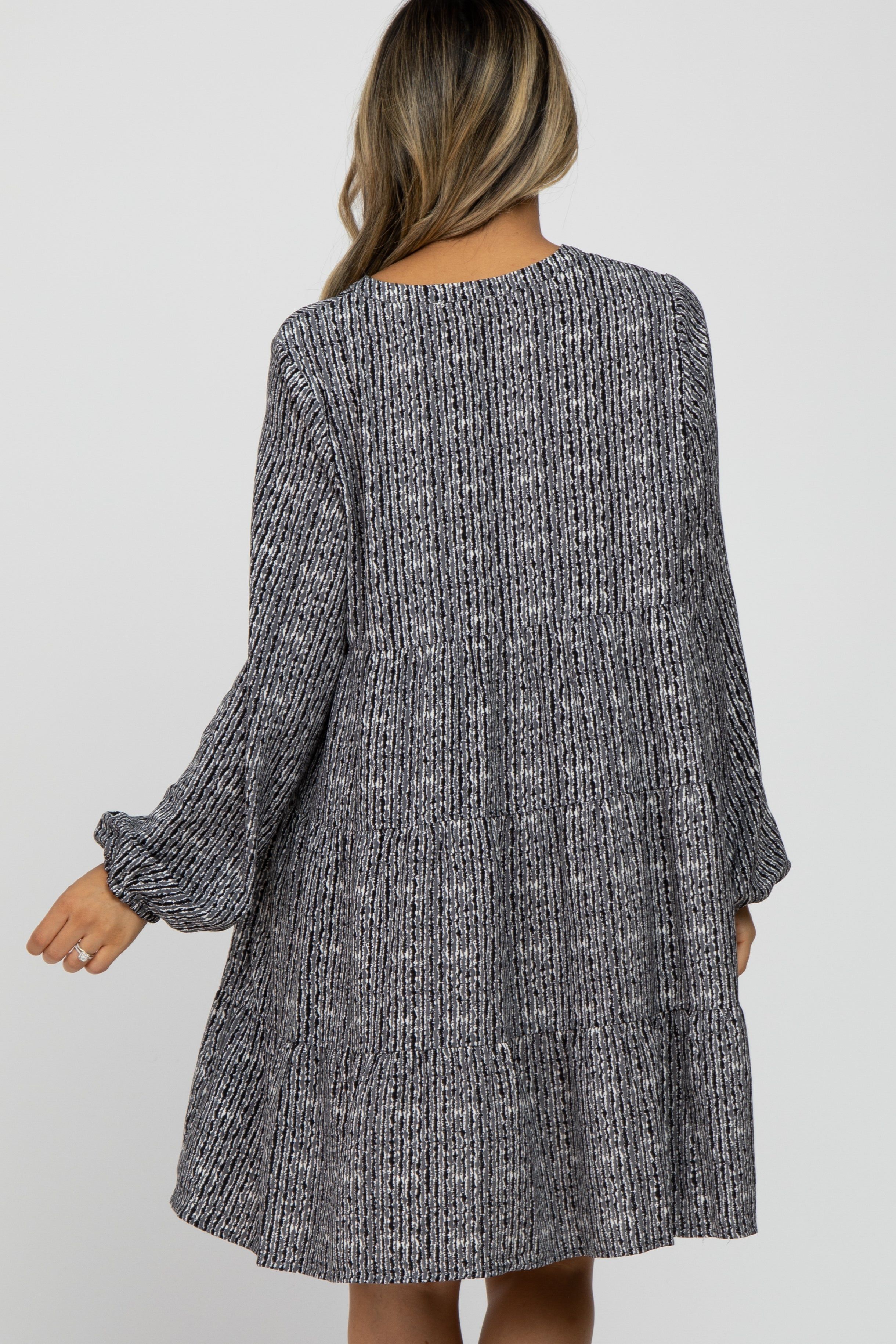 Charcoal Printed Tiered Dress sold by Pinkblush product image thumbnail 4
