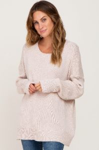 Beige Ribbed Trim Sweater sold by Pinkblush
