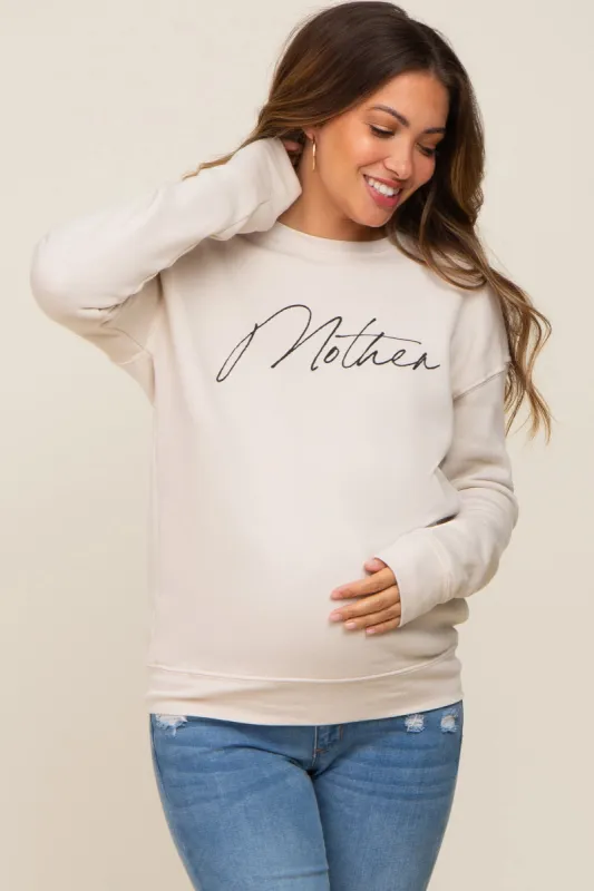 Cream Ultra Soft Mother Maternity Sweatshirt sold by Pinkblush