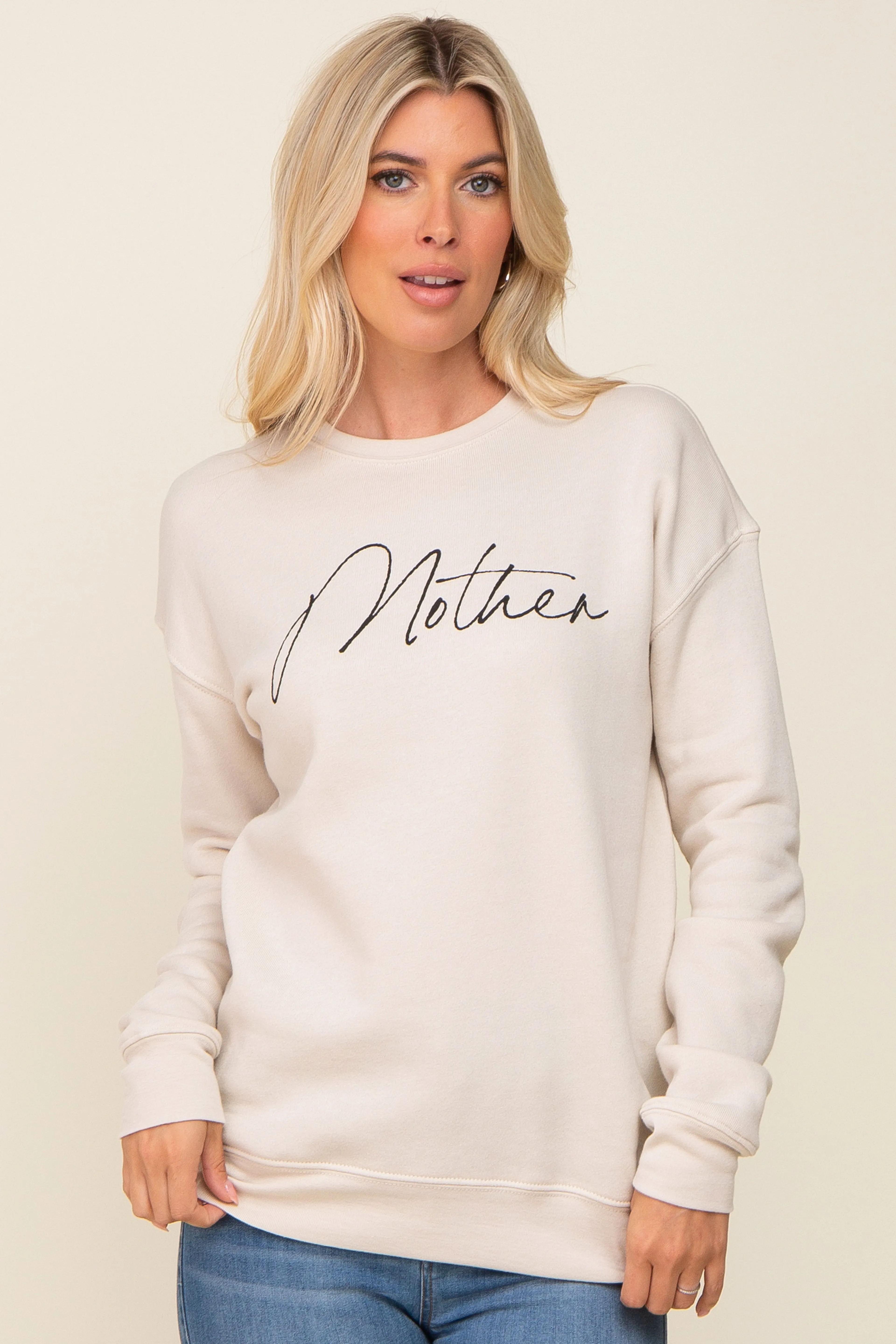 Cream Ultra Soft Mother Maternity Sweatshirt sold by Pinkblush product image thumbnail 5