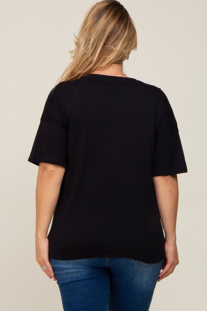 Black Short Sleeve Pocketed Plus Maternity Top sold by Pinkblush product image thumbnail 3