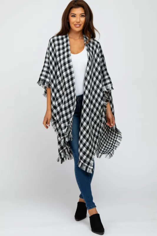 Ivory Houndstooth Sweater Poncho sold by Pinkblush