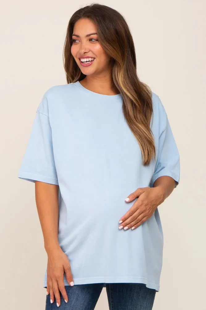 Light Blue Basic Oversized Maternity T-Shirt sold by Pinkblush