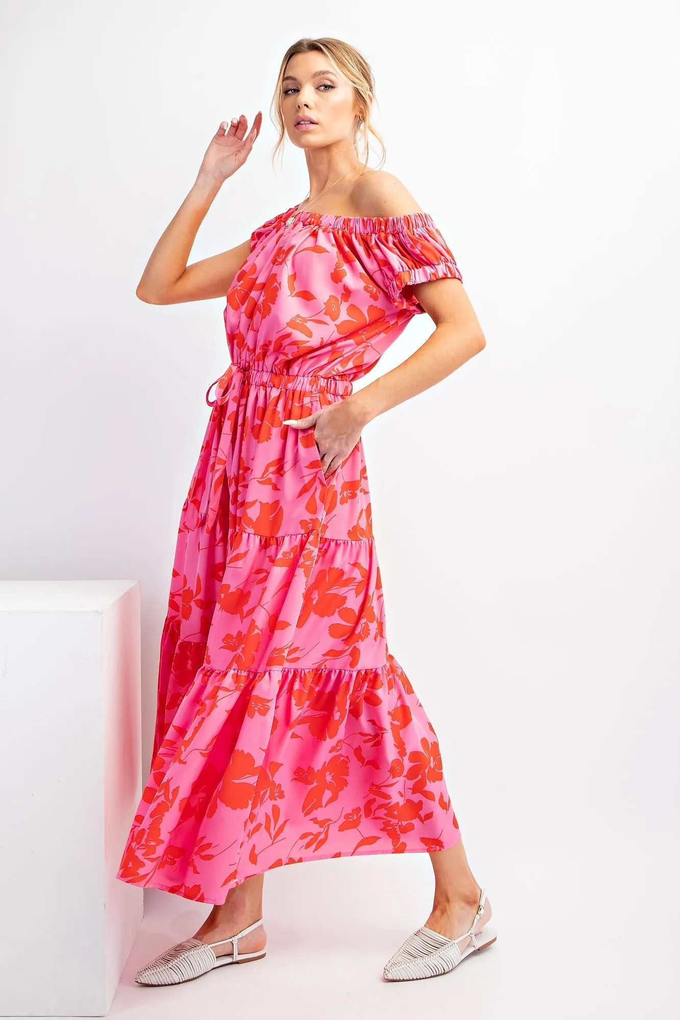 Pink Red Floral Print Maxi Dress sold by Pinkblush product image thumbnail 3
