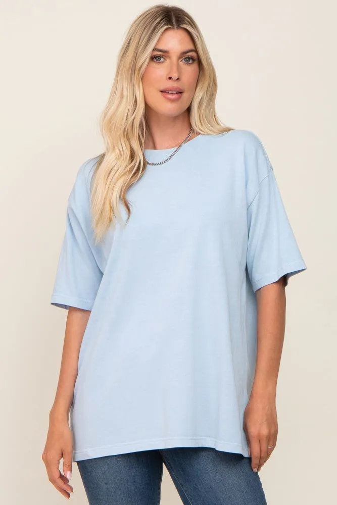Light Blue Basic Oversized Maternity T-Shirt sold by Pinkblush product image thumbnail 5