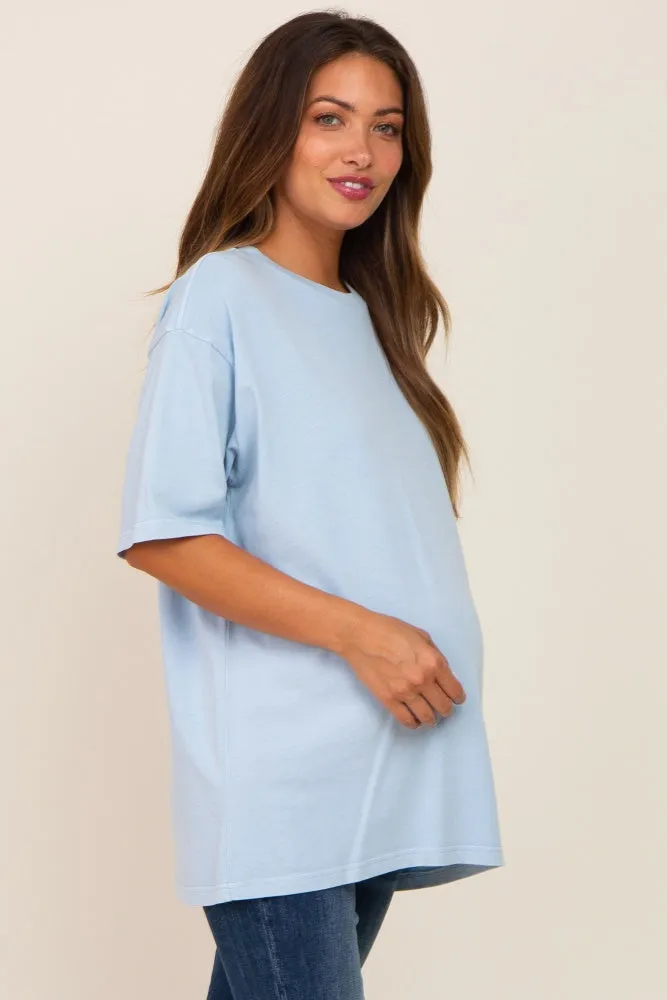 Light Blue Basic Oversized Maternity T-Shirt sold by Pinkblush product image thumbnail 2