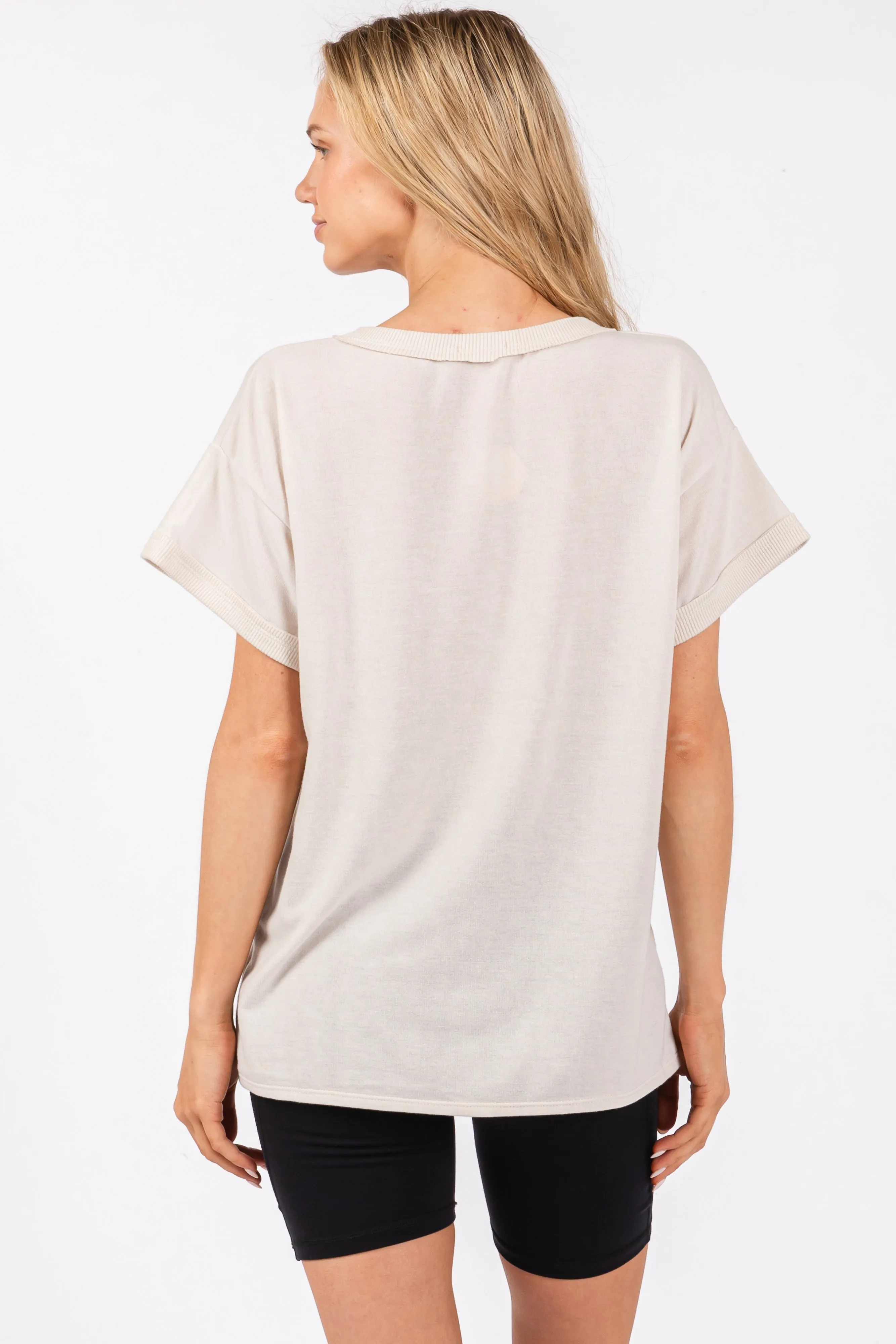 Cream Front Pocket Short Sleeve Top sold by Pinkblush product image thumbnail 3