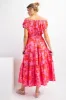 Pink Red Floral Print Maxi Dress sold by Pinkblush