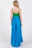 Green Colorblock Sleeveless Satin Dress sold by Pinkblush