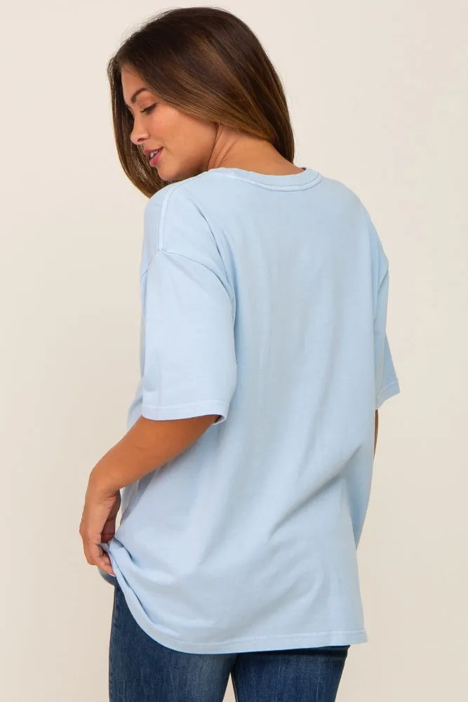 Light Blue Basic Oversized Maternity T-Shirt sold by Pinkblush product image thumbnail 3