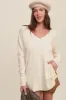 Cream Oversized Knit Side Slit Maternity Top sold by Pinkblush
