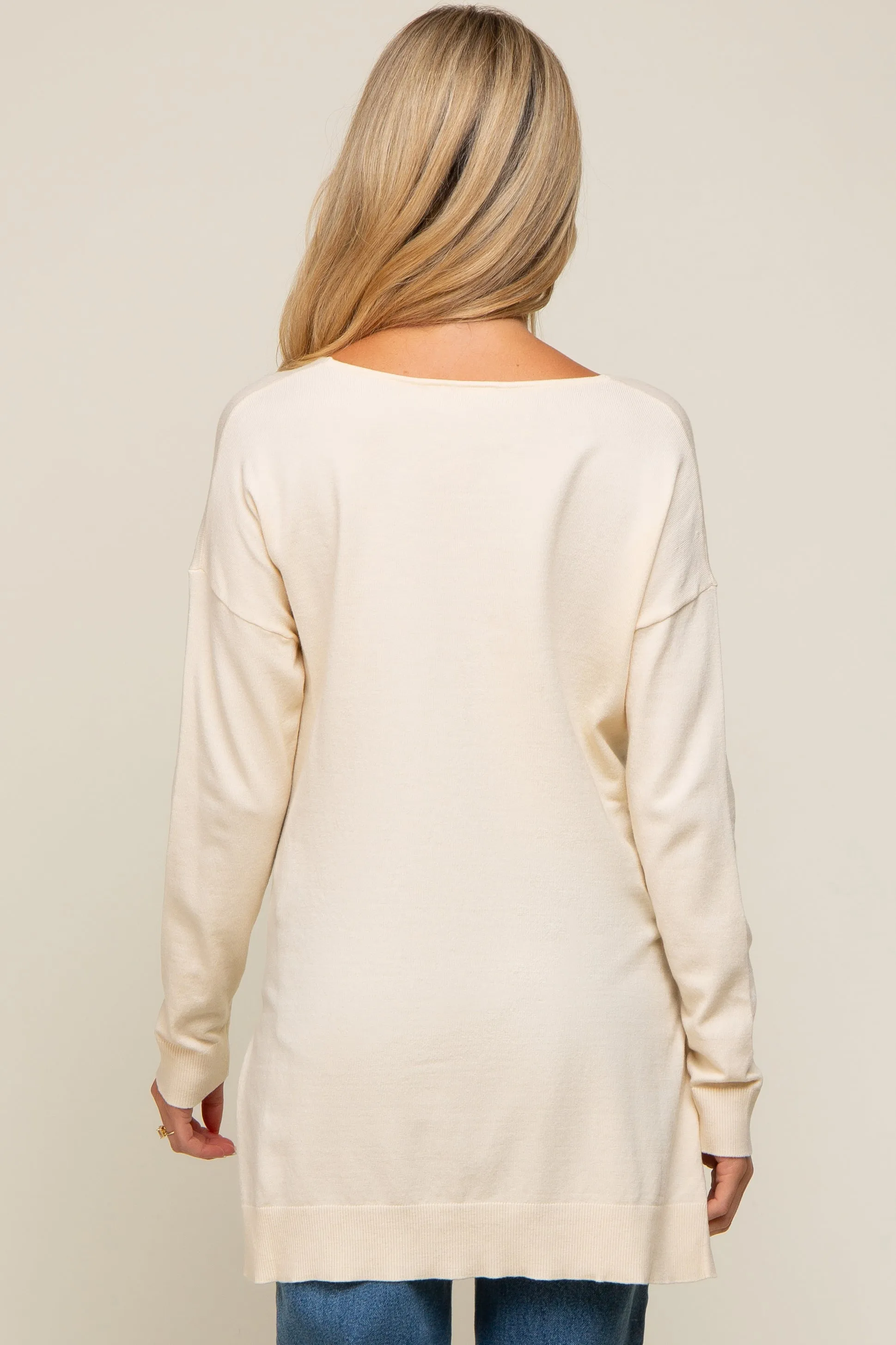 Cream Oversized Knit Side Slit Maternity Top sold by Pinkblush product image thumbnail 3