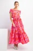 Pink Red Floral Print Maxi Dress sold by Pinkblush