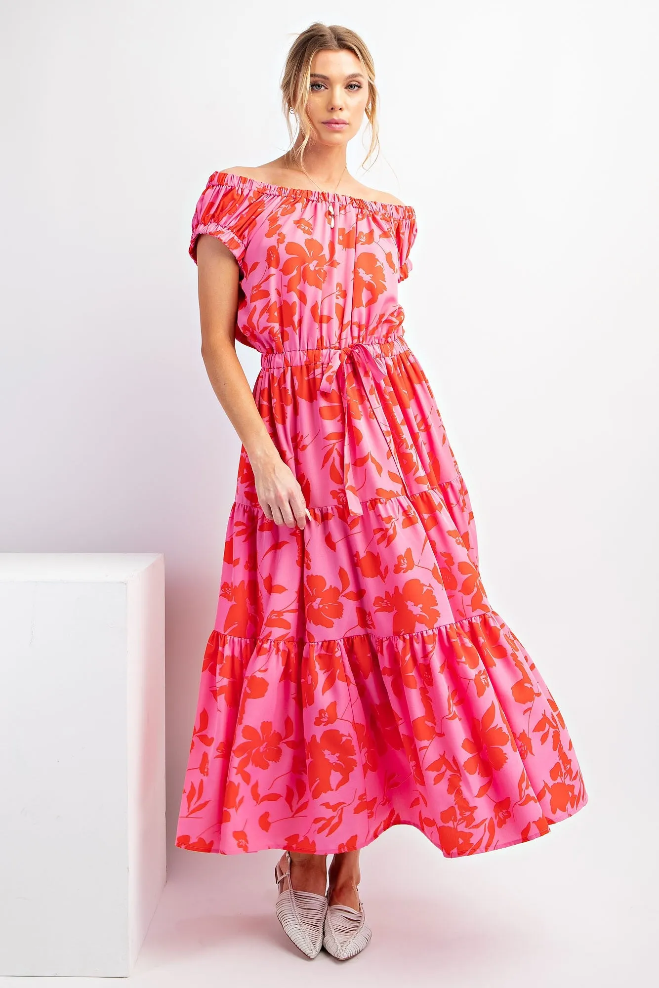 Pink Red Floral Print Maxi Dress sold by Pinkblush product image thumbnail 2